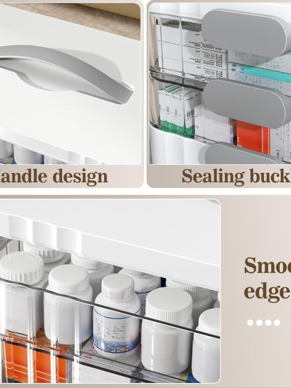 3-Tier Medicine Organizer - Portable Medicine Cabinet with Handle - Picture 5 of 7